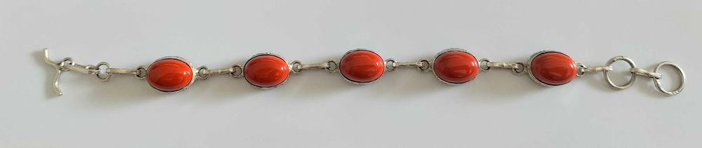 Pulseira em prata 925 e coral
