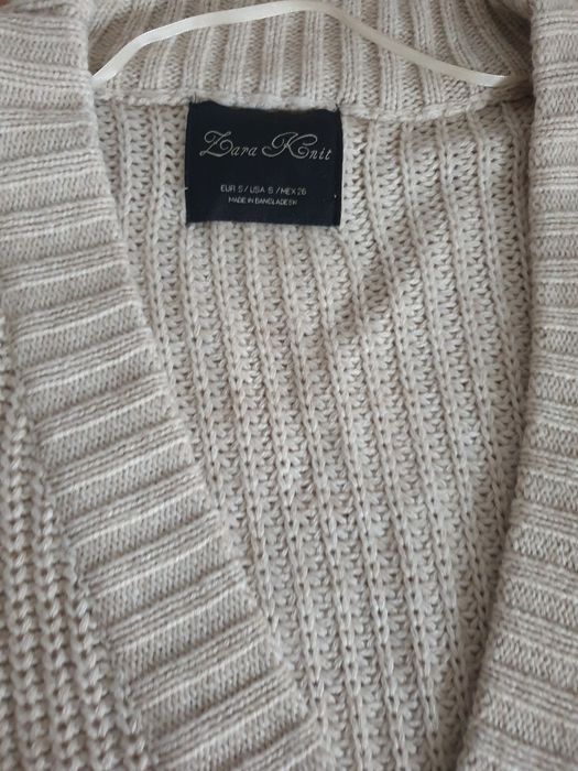 Beżowy sweter z wełną Zara s/m