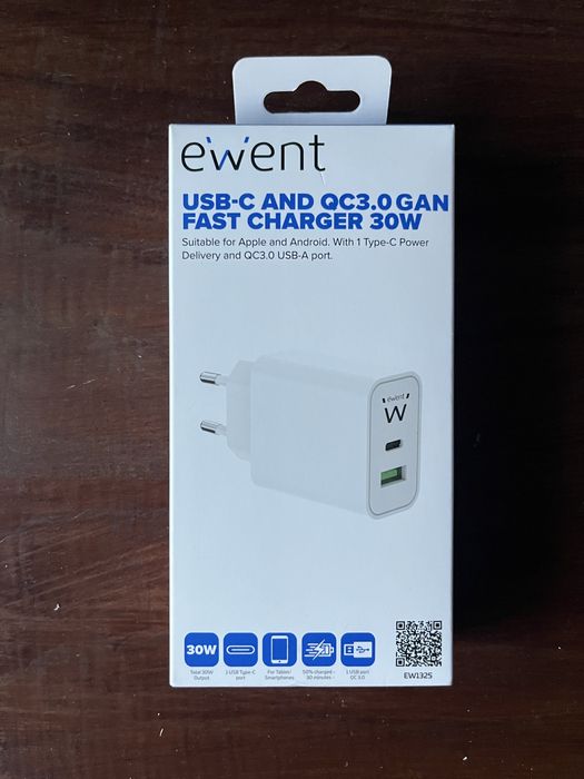 Carregador rápido usb + usb-C ewent