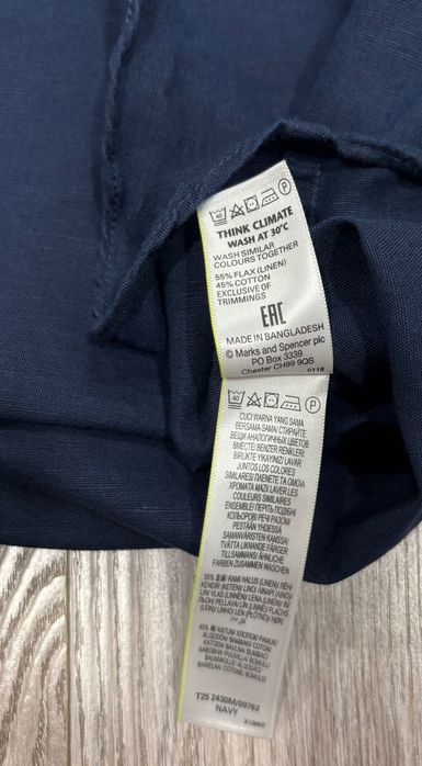 Marks & Spencer 2XL Льняная Мужская тенниска рубашка xxl XXL спенсер синяя