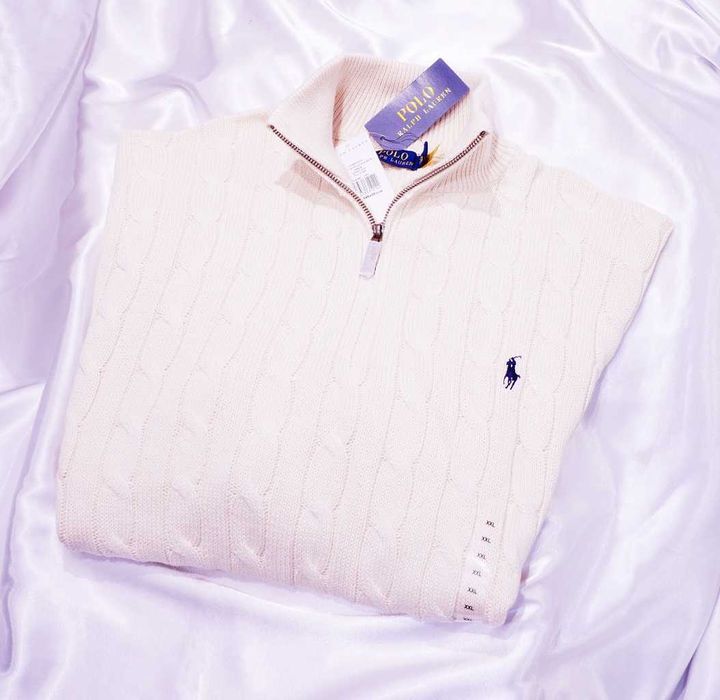 Polo Ralph Lauren sweter półgolf XXL cream cotton prada gran sasso tommy isaia canali daquared2 balmain armani philipp plein