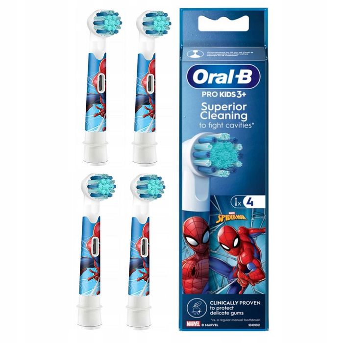 Oryginalne końcówki Oral-B Kids Spider-Man dla dzieci 4 sztuki zestaw