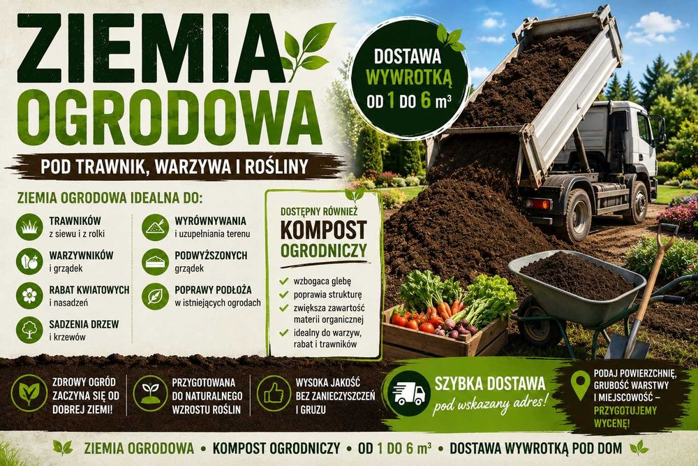 Ziemia ogrodowa i kompost – pod trawnik, warzywa i rośliny