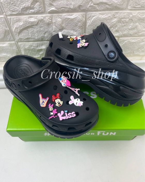 Жіночі крокси мега краш crocs Classic Mega Crush White, Bone, Black