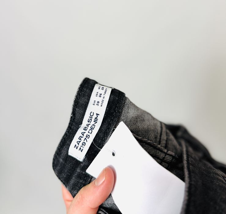 Czarno‑szare jeansy ombre z wysokim stanem M 38