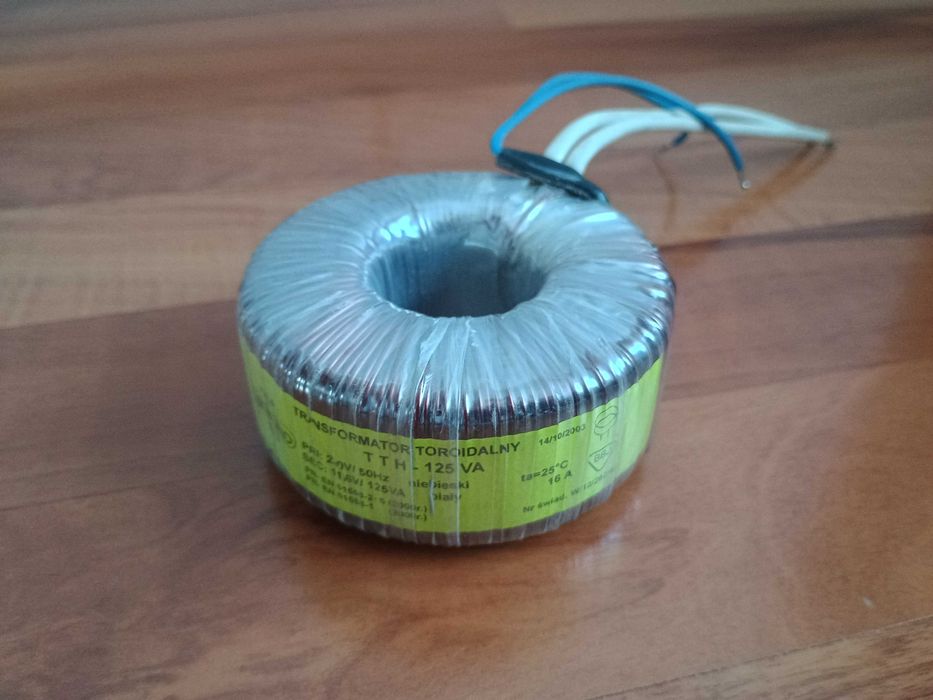 Transformator toroidalny 125VA 220V-11,6V 16A oświetlenie halogenowe