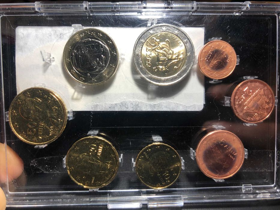Set Anual Euros Grécia 2008 UNC com Estojo