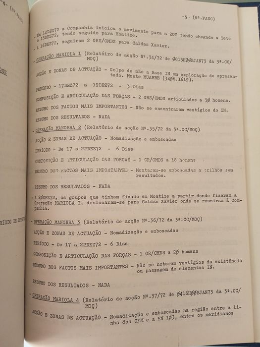 Livro terceira companhia de comandos de Moçambique.