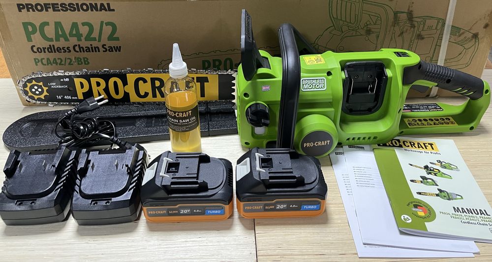 Пила акумуляторна PROCRAFT PCA42/2 /шина 40см/Гарантія 3роки