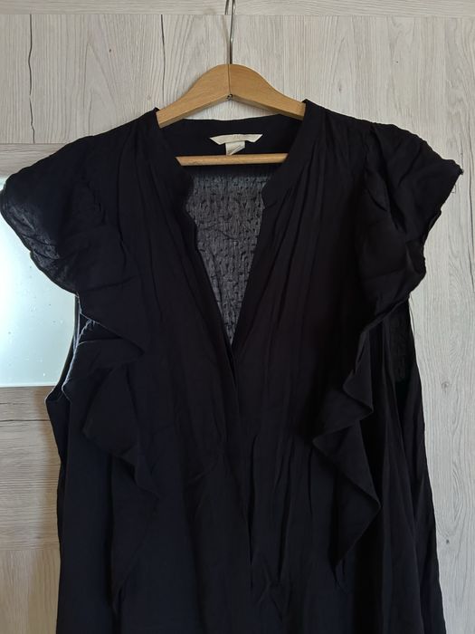 Dluga czarna sukienka maxi wiskoza h&m