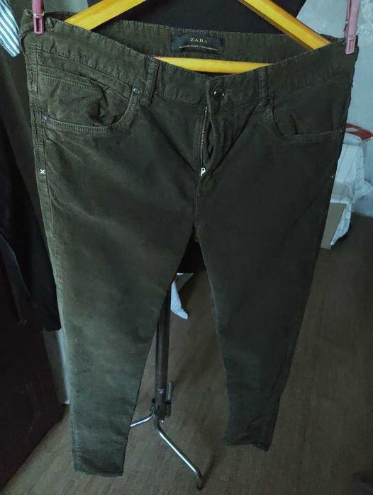 Джинсы вельвет Zara jeans USA w32 stretch dark green.