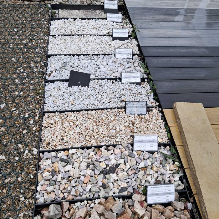 Grys Dalmatyńczyk / kamienie ozdobne / kruszywa /ziemia ogrodowa / beton / piasek