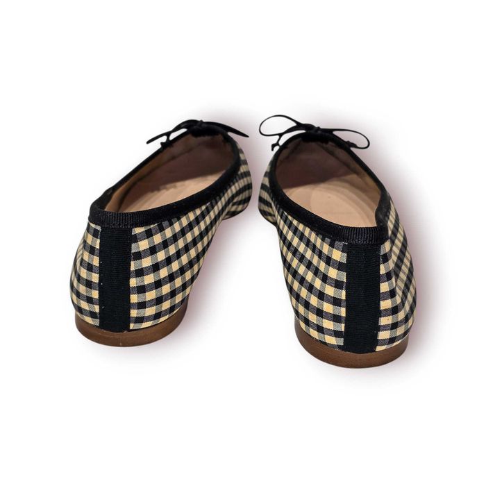 Sabrinas Femininas Zendra Basic – Padrão Vichy Preto e Bege – Tamanho 38