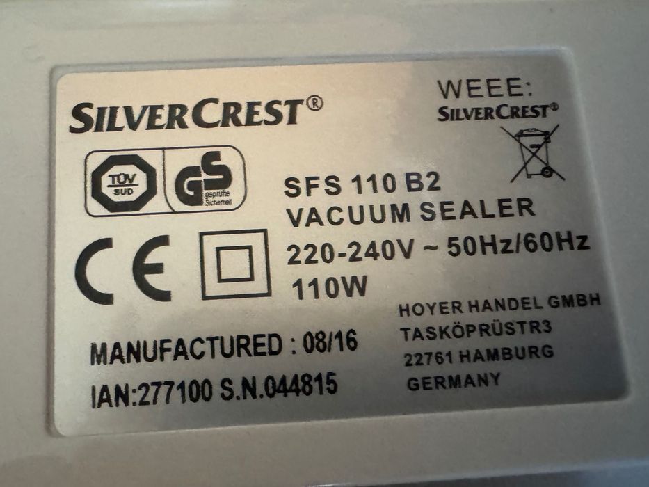 Продам вакууматор SilverCrest (Німеччина)