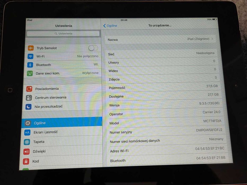 Apple iPad 2  - A1396 - 32 GB Wifi + etui + ładowarka