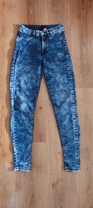 Spodnie high waist H&M 34 XS marmurki wysoka talia