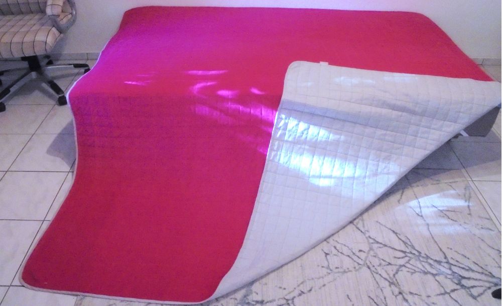 Narzuta na łóżko kapa 230X215 cm fuksja welur dwustronna