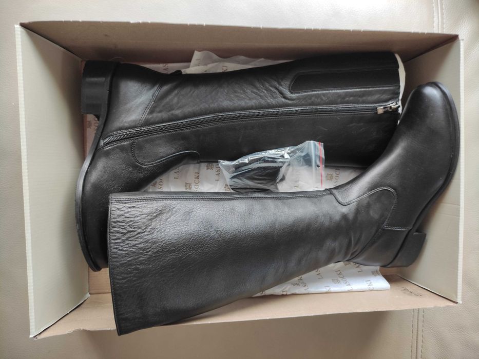 Nowe Kozaki długie czarne Lasocki ze skóry