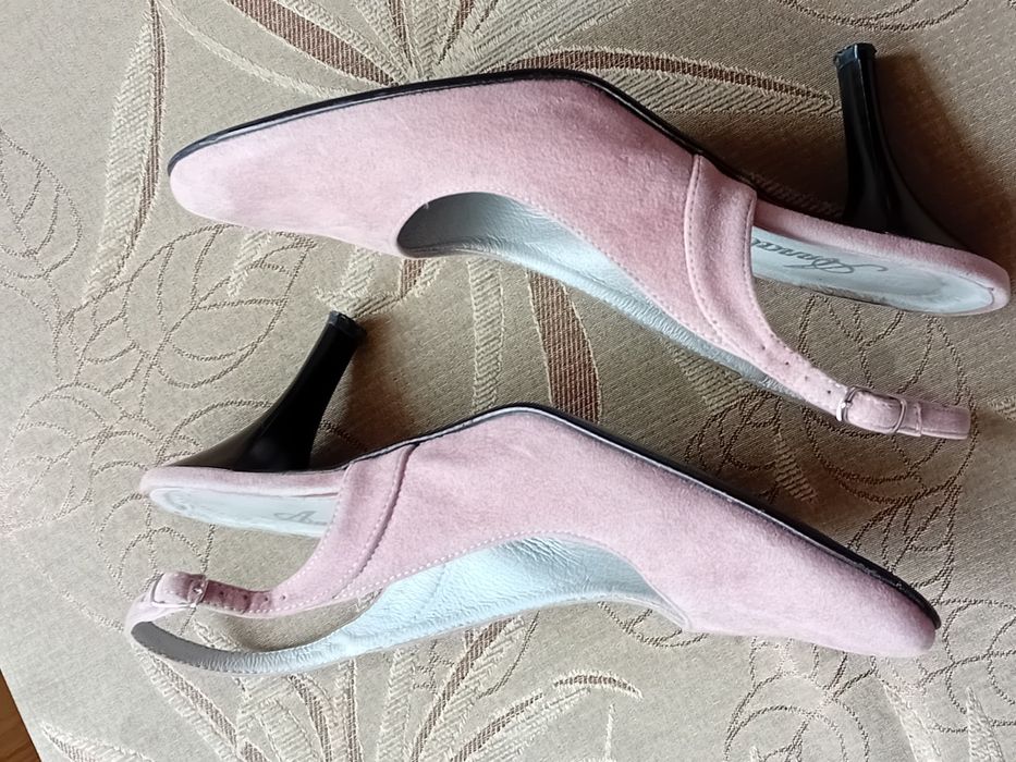 Buty letnie na wąskim obcasie, skóra Annabella.