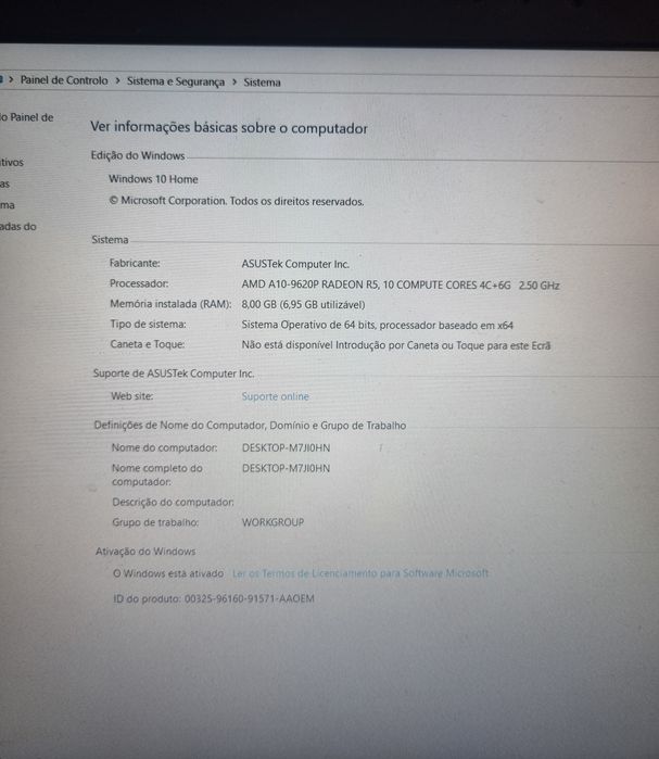 Portatil Asus especificações nas fotos precisa ser formatado64551464109059124