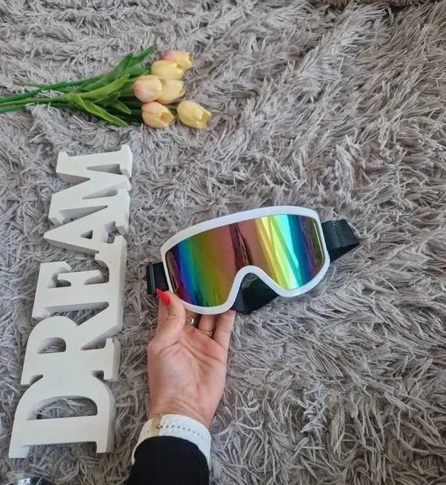 gogle białe nowe lustrzane na narty deskę snowboard narciarskie nowe
