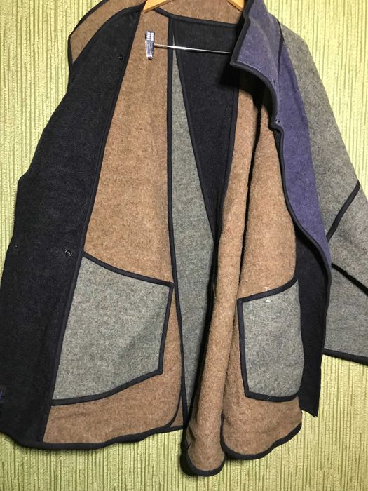 Вовняне коротке пальто вільного крою в стилі печворк Італія