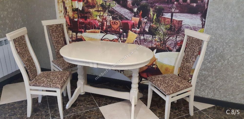 Стол круглый обеденный раскладной на кухню. Стіл розкладний обідній.