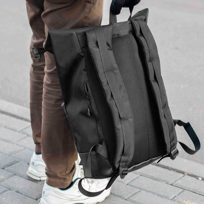 Рюкзак ROLLTOP Neptun міський чорний тканинний на 18 -23л. РОЛ ТОП