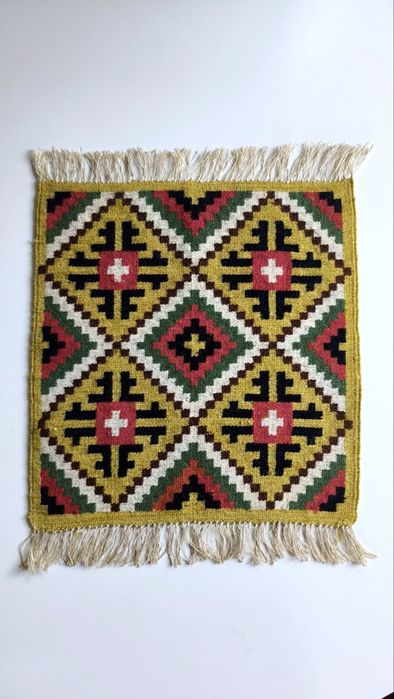 Gobelin kilim makatka z frędzelkami wełniany hand made, vintage