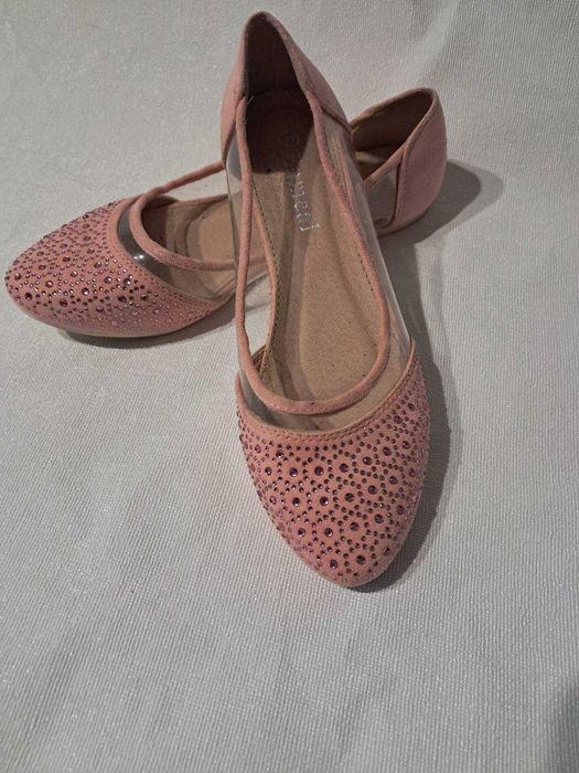 Балетки зі стразами .Бежеві напівпрозорі балетки  37 р
