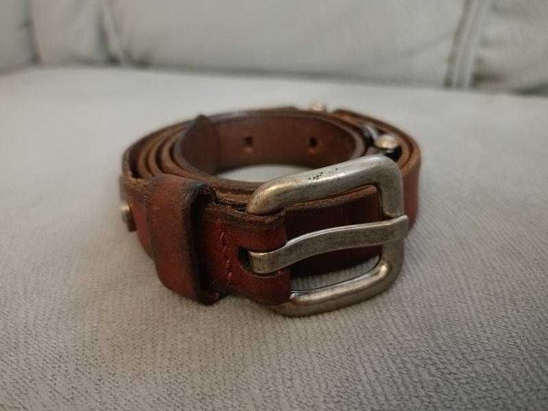 Ремінь Fossil натуральна шкіра, унікальна пряжка (вінтажний стиль)