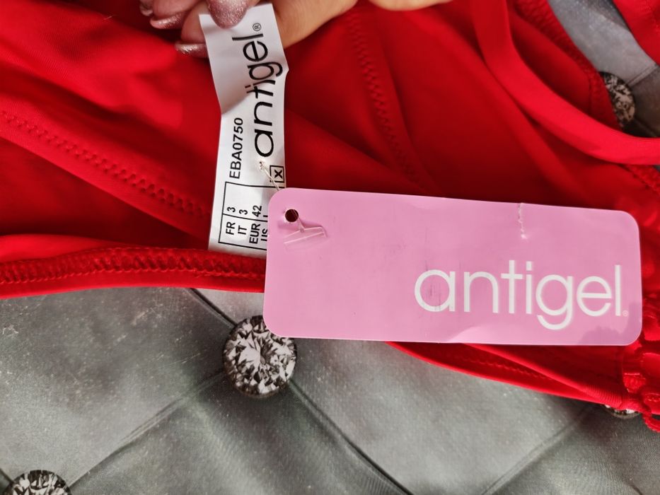 Kostium strój kąpielowy czerwony siatka r.L, 40 nowy