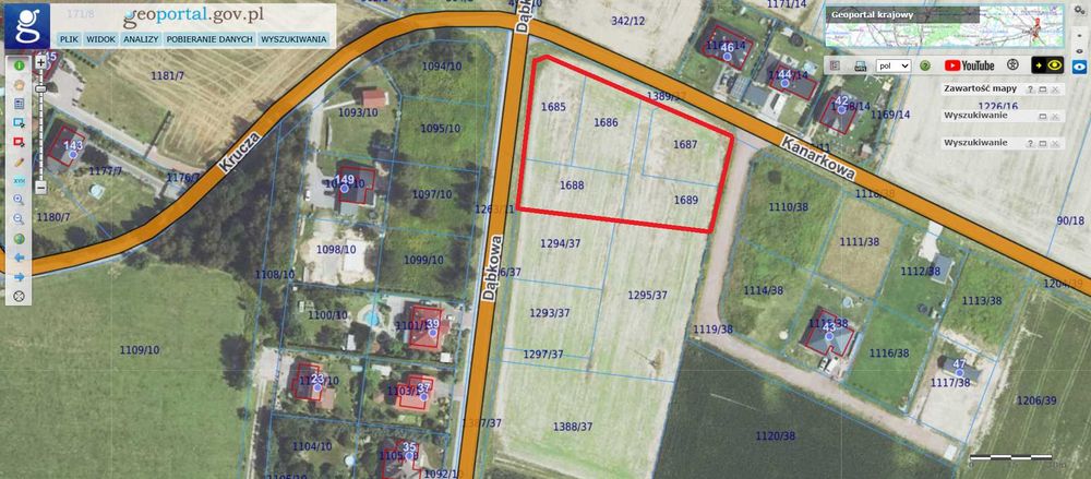 Atrakcyjne działki Pniówek przy skrzyżowaniu ul. Kanarkowej i Dąbkowej