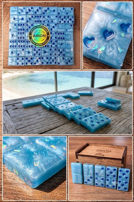 Rękodzieło unikatowe- piękne turkusowa woda Bora Bora- Domino!