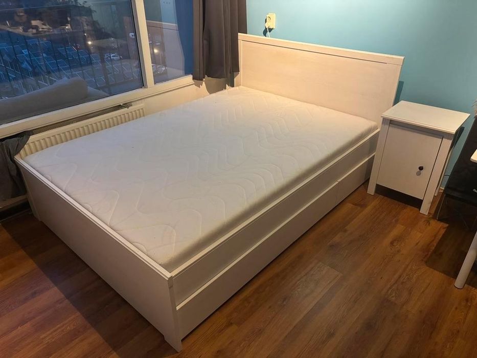 Łóżko Ikea Brusali 140x200, 2szuflady,szafka nocna,materac GRATIS, DOS