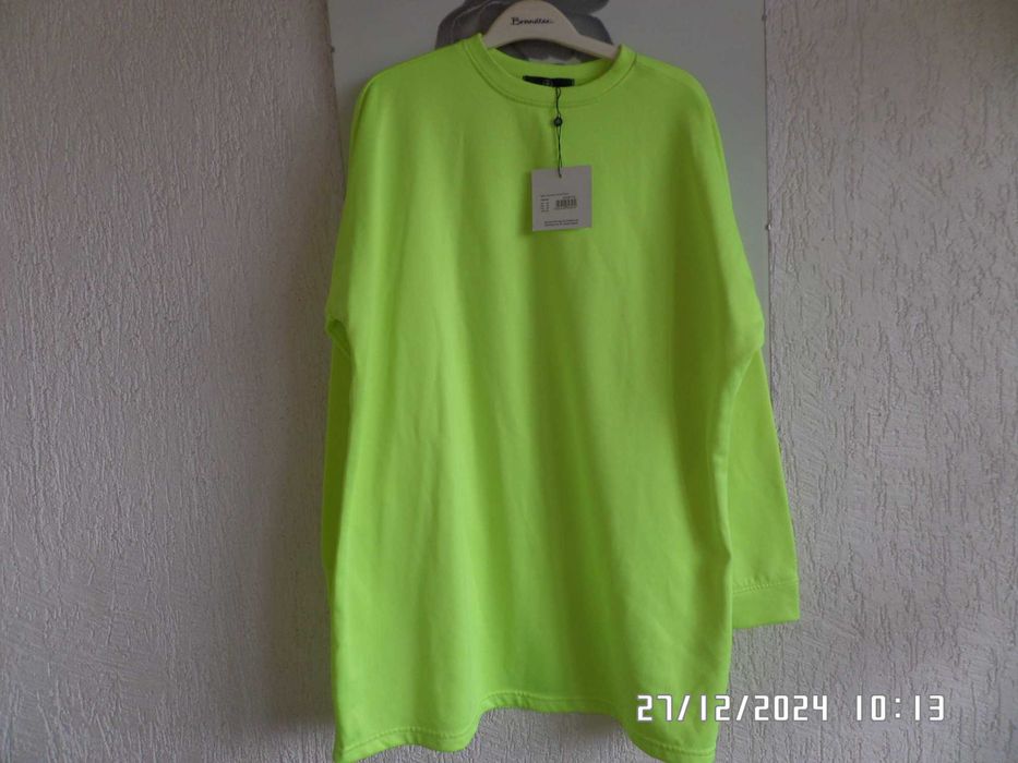 Nowa Missguided mini żółta dresowa sukienka oversize 34/36
