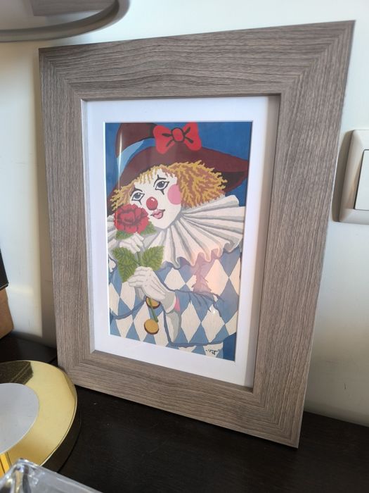 Quadro pintado de palhaço