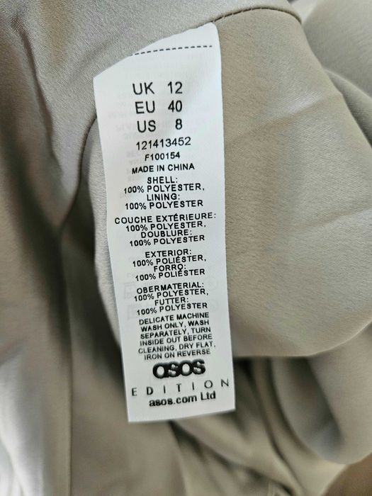Sukienka maxi sage szałwiowa Asos L 40 satynowa