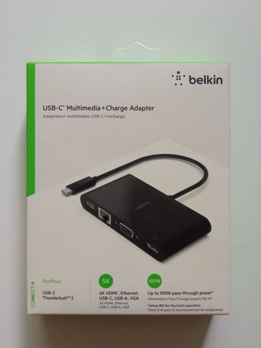 USB хаб Belkin USB-C - Ethernet/HDMI/VGA/USB-A 100W PD Black