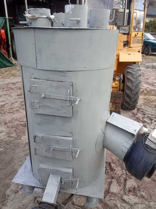 Piec 220V do szklarni tunelu nadmuchowy na drewno węgiel + rury spiro