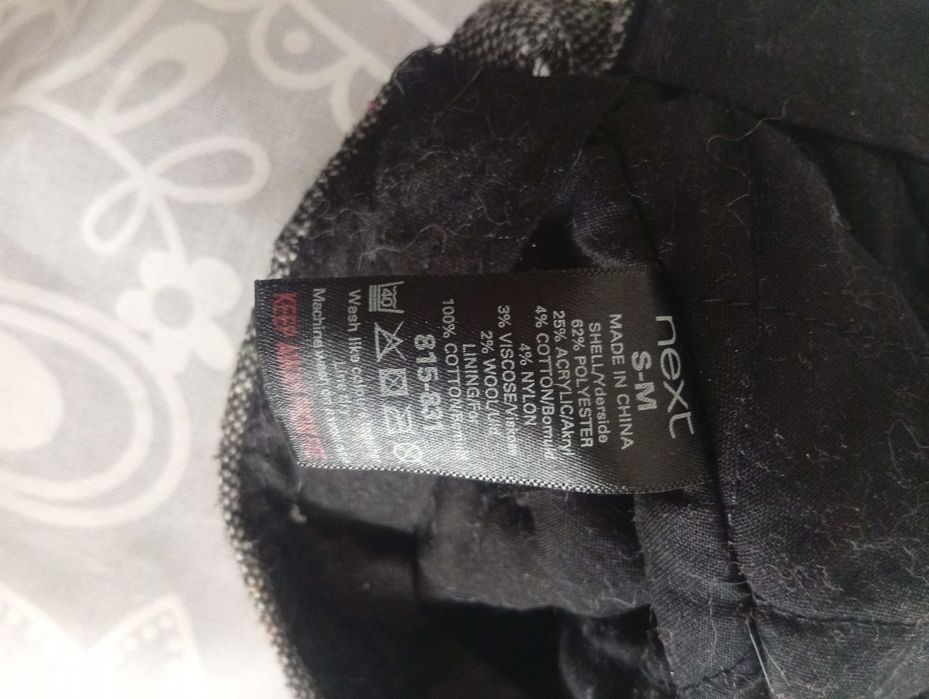 Kaszkiet wełniany w jodełkę ocieplany