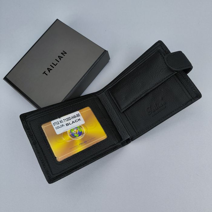 Гаманець чоловічий Tailian кошелек мужской кожаный маленький черный