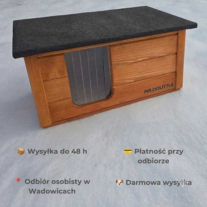 Buda dla psa kota ocieplana drewniana budka domek mała otwierany dach nowoczesna
