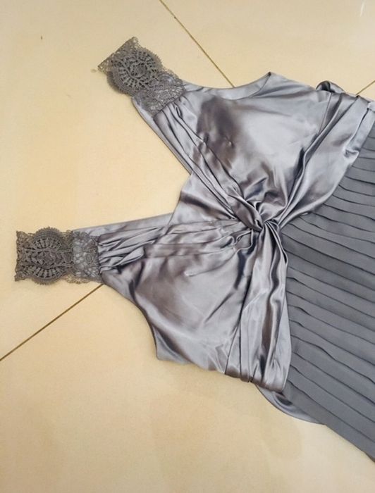 Sukienka maxi suknia balowa długa szara srebrna 38/40