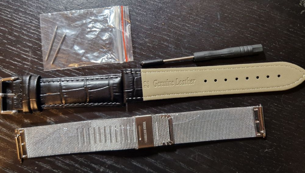 Bracelete de relógio em couro em malha metálica 20 mm  22mm nova