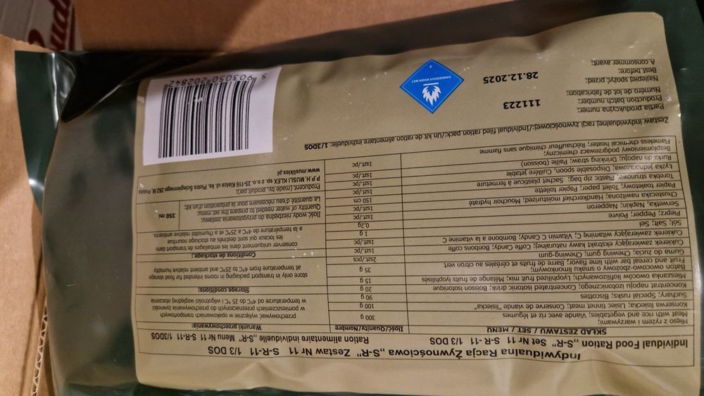 Racje żywnościowe SR , SRG , MRE