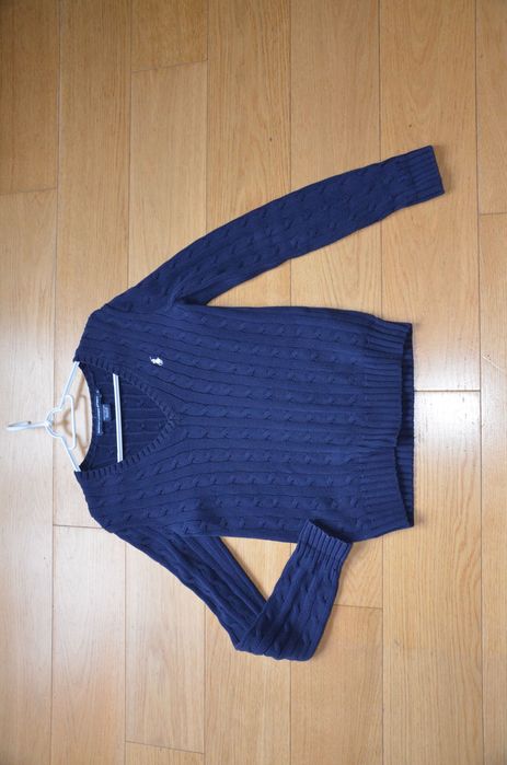 granatowy sweter w serek Ralph Lauren sport r.S