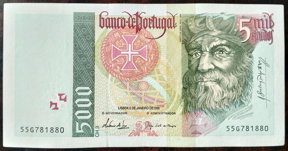 Lote 3 Notas 5000$ 1995/1996 Vasco da Gama Estado Belas