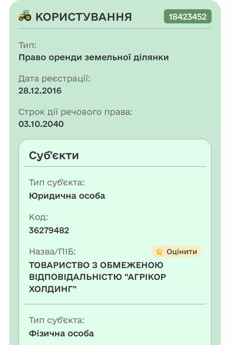 Земельна ділянка (пай) 6.23 га