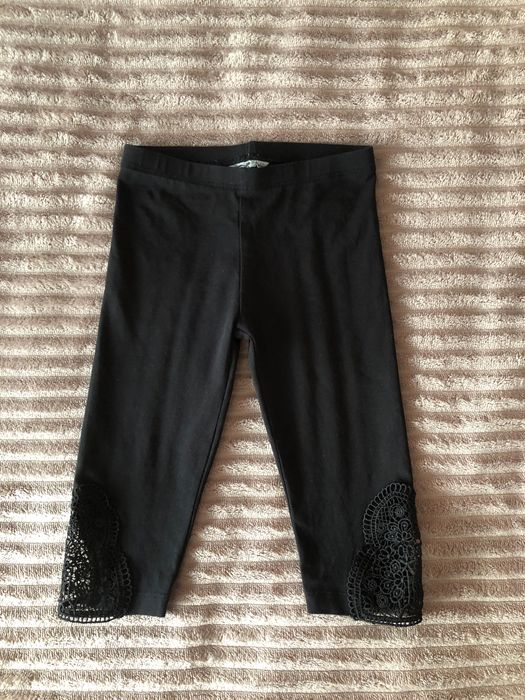 Legginsy 3/4 rybaczki czarne dla dziewczynki, rozmiar 110, C&A